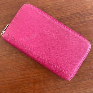 Longchamp Pink Pebble Leather Wallet